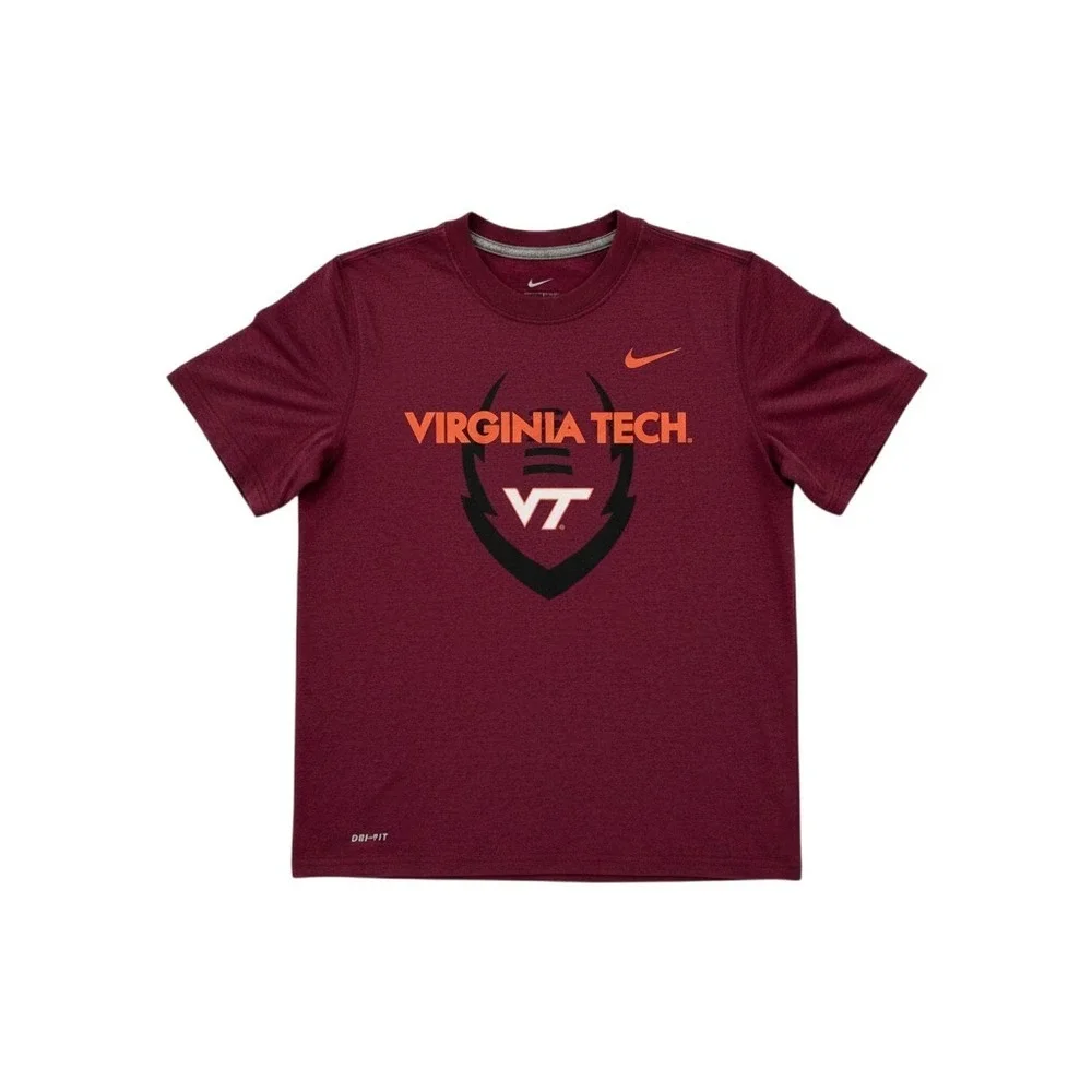 Nike Virginia Tech Hokies Youth M Maroon Dri-Fit Activewear T Shirt Gameday  EUC